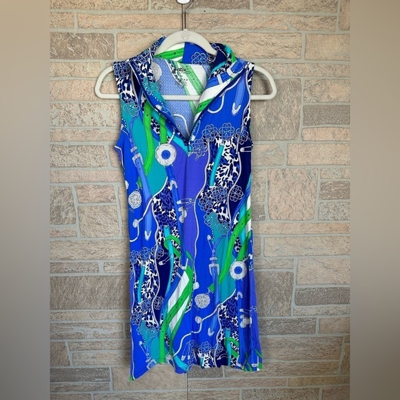 GOTTEX SLEEVELESS DRESS- BLUE MULTI XS - Picture 1 of 8